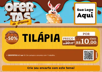 Modelo de Cartaz para Cartaz A4 Horizontal com o tema Ofertas de Páscoa para Peixaria