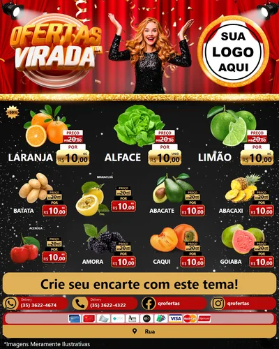 Modelo de Rede Social para Feed Instagram com o tema Ofertas da Virada para Hortifrúti
