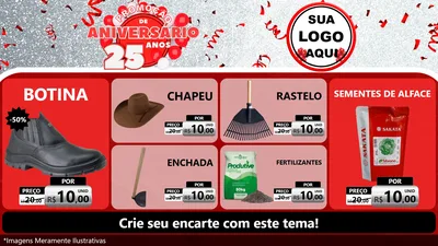 Modelo de TV para TV Horizontal com o tema Promoção de Aniversário - 25Anos para Agropecuária