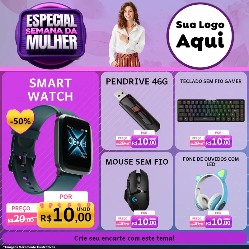 Modelo de Rede Social para Feed Facebook com o tema Especial Semana da Mulher para Informática