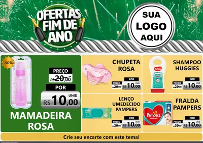 Modelo de Encarte para Encarte A4 Horizontal com o tema Ofertas Fim de Ano para Bebês