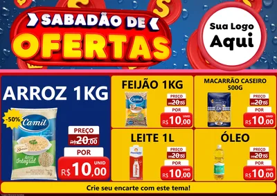 Modelo de Encarte para Encarte A4 Horizontal com o tema Sabadão de Ofertas para Supermercado