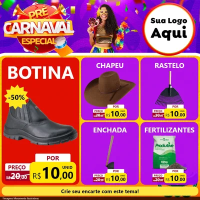 Modelo de Rede Social para Feed Facebook com o tema Pré-Carnaval Especial para Agropecuária