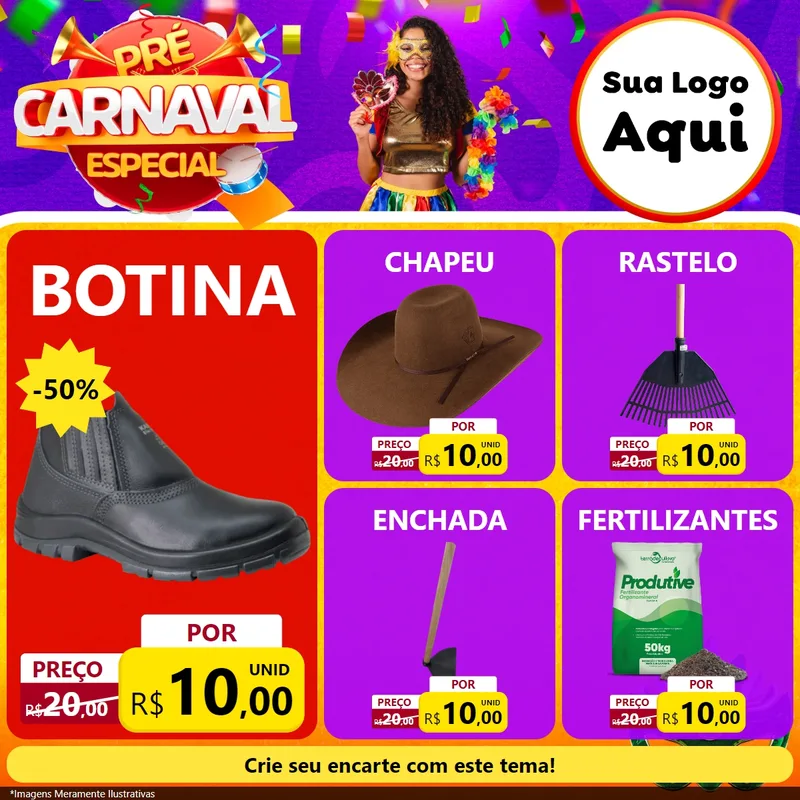 Modelo de Rede Social para Feed Facebook com o tema Pré-Carnaval Especial para Agropecuária