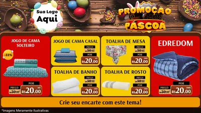 Modelo de TV para TV Horizontal com o tema Promoção Páscoa para Cama, Mesa e Banho