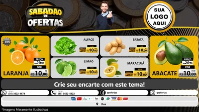 Modelo de TV para TV Horizontal com o tema Sabadão de Ofertas para Hortifrúti