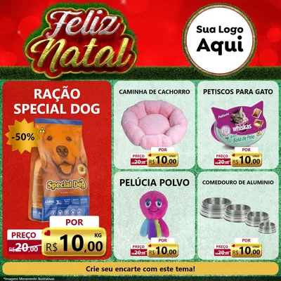 Modelo de Rede Social para Feed Facebook com o tema Feliz Natal para Pet Shop