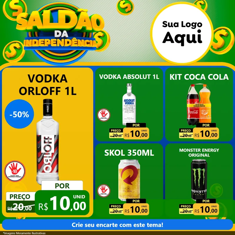 Modelo de Rede Social para Feed Facebook com o tema Saldão da Indepêndencia para Distribuidora de bebidas