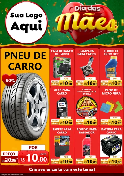 Modelo de Encarte para Encarte A4 Vertical com o tema Dia das Mães para Auto peças