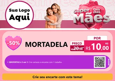 Modelo de Cartaz para Cartaz A4 Horizontal com o tema Super Dia Das Mães para Frios e Laticínios