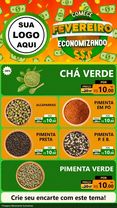 Modelo de TV para TV Vertical com o tema Comece Fevereiro Economizando para Produtos Naturais