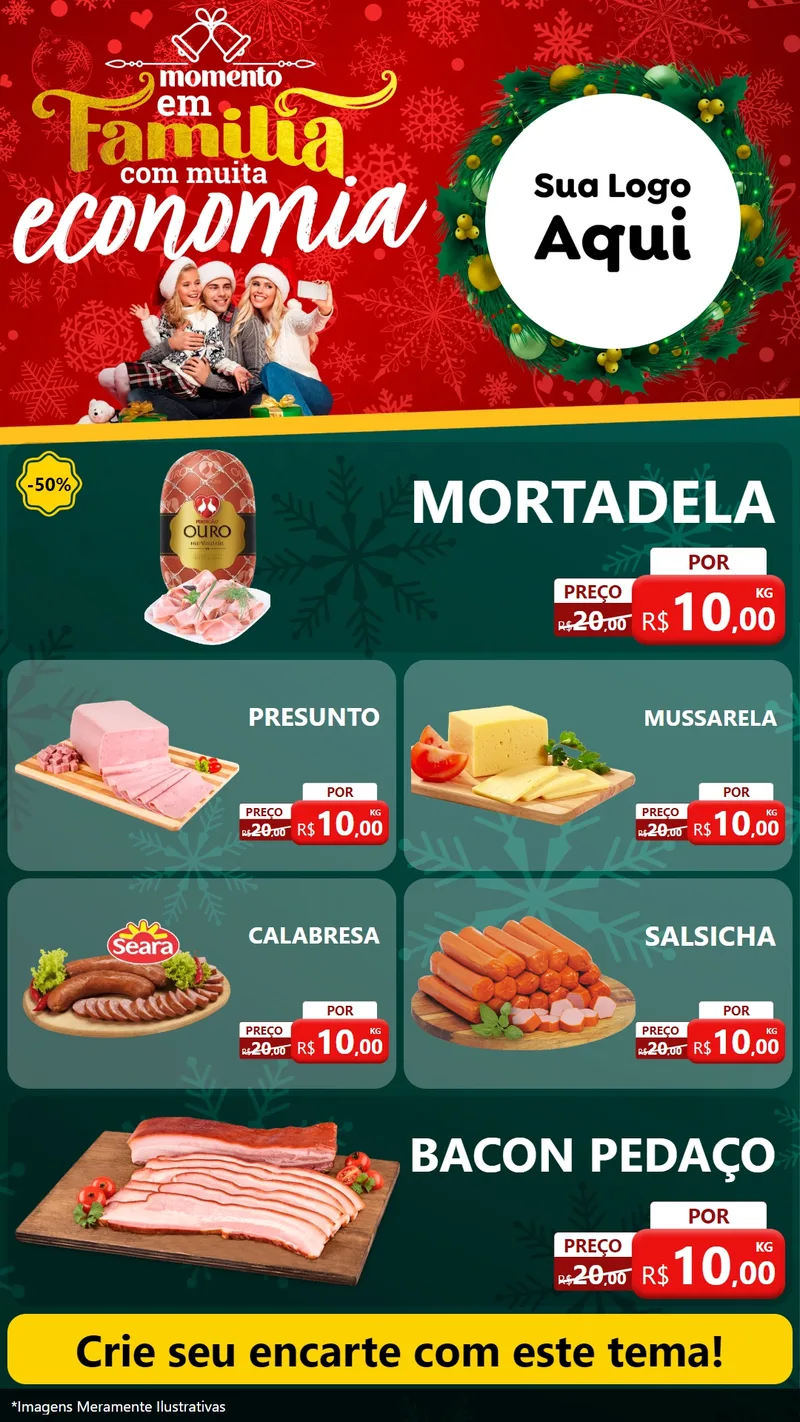 Modelo de TV para TV Vertical com o tema Momento em Família (Natal) para Frios e Laticínios