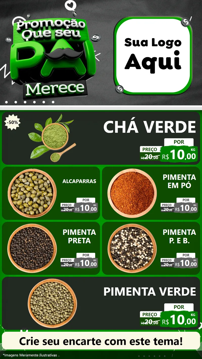 Modelo de TV para TV Vertical com o tema Promoção Que seu Pai Merece para Produtos Naturais