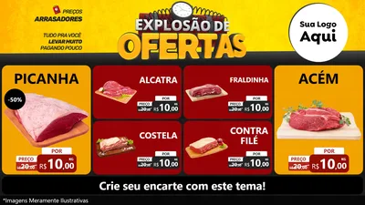 Modelo de TV para TV Horizontal com o tema Explosão de Ofertas para Açougue