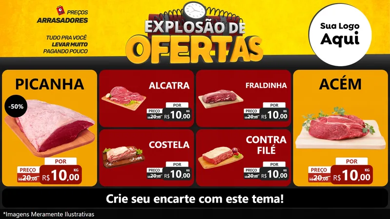 Modelo de TV para TV Horizontal com o tema Explosão de Ofertas para Açougue