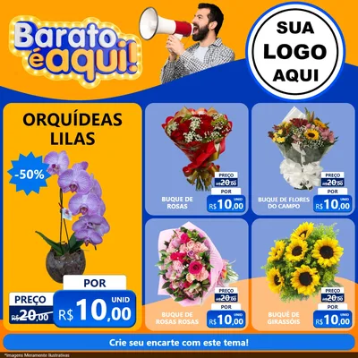 Modelo de Rede Social para Feed Facebook com o tema Barato é aqui para Floricultura e jardim