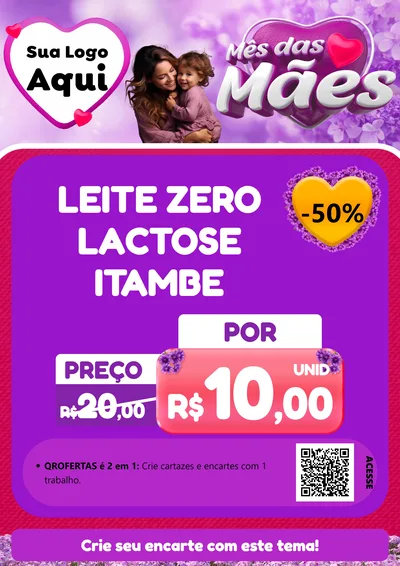 Modelo de Cartaz para Cartaz A4 Vertical com o tema Mês das Mães para Frios e Laticínios