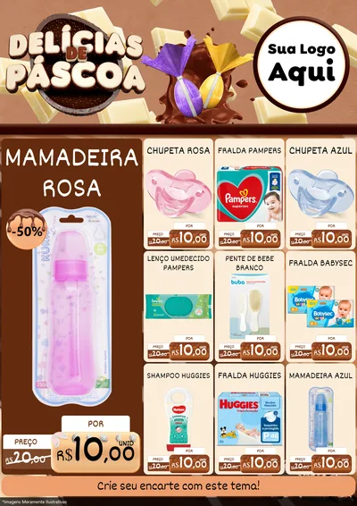 Modelo de Encarte para Encarte A4 Vertical com o tema Delícias de Páscoa para Bebês