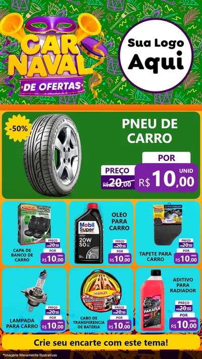 Modelo de Rede Social para Stories com o tema Carnaval de Ofertas para Auto peças