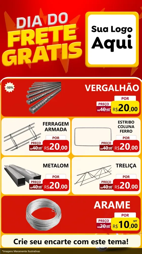 Modelo de TV para TV Vertical com o tema Dia do Frete Grátis para Ferragens