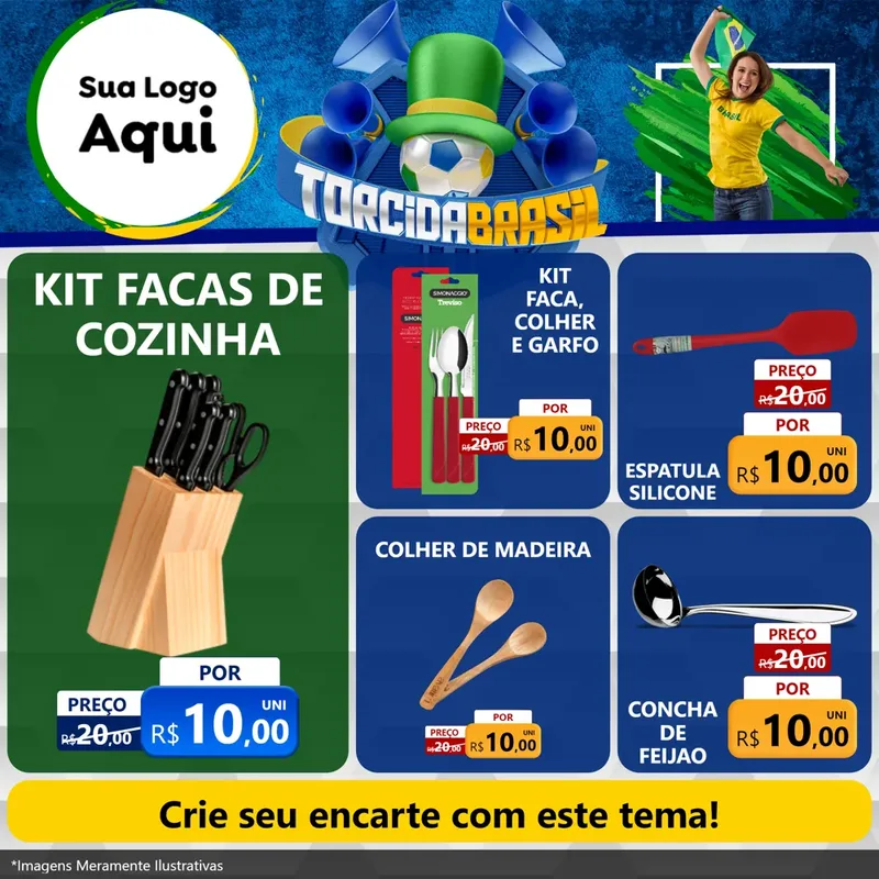 Modelo de Rede Social para Feed Facebook com o tema Torcida Brasil - Copa para Utilidades Domésticas