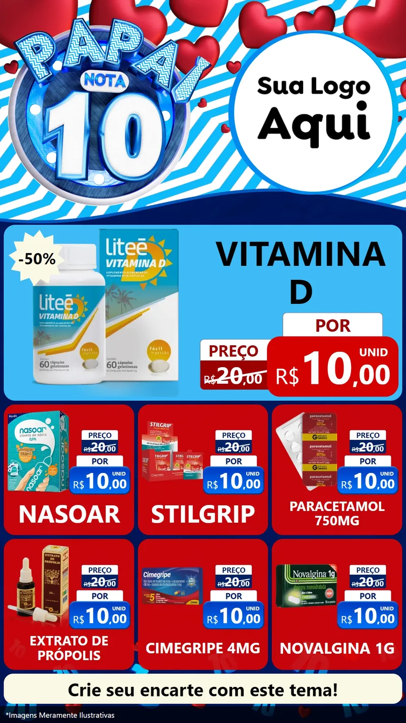 Modelo de Rede Social para Stories com o tema Papai Nota 10 para Farmácia