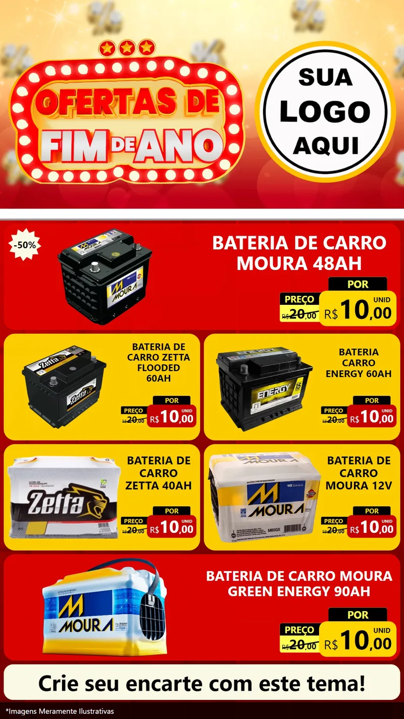Modelo de TV para TV Vertical com o tema Ofertas de Fim de Ano para Baterias Elétricas