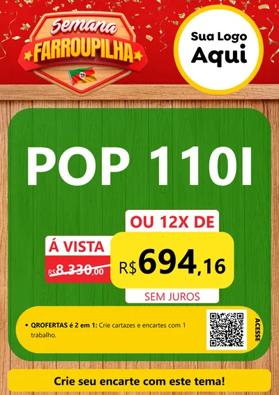 Modelo de Cartaz para Cartaz A4 Vertical com o tema Semana Farroupilha para Concessionaria de Motos