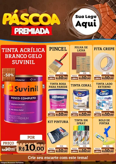 Modelo de Encarte para Encarte A4 Vertical com o tema Páscoa Premiada para Tintas e Ferramentas