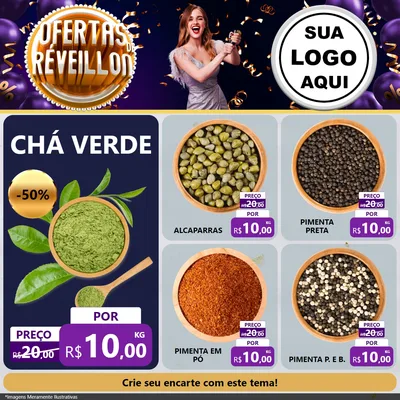 Modelo de Rede Social para Feed Facebook com o tema Ofertas de Réveillon para Produtos Naturais