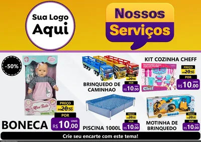 Modelo de Encarte para Encarte A4 Horizontal com o tema Nossos Serviços para Brinquedos