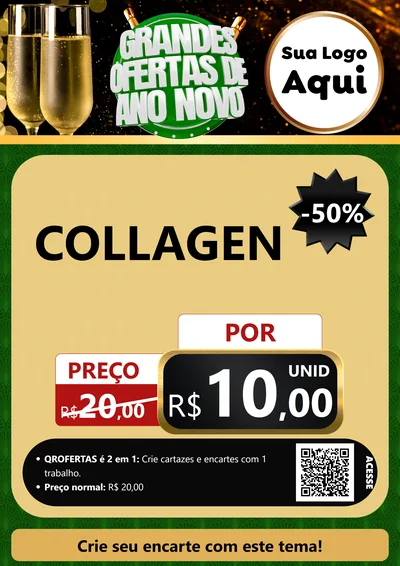 Modelo de Cartaz para Cartaz A4 Vertical com o tema Grandes Ofertas de Ano Novo para Suplementos alimentares