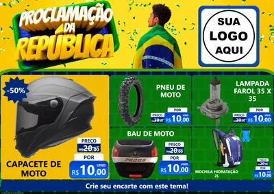 Modelo de Encarte para Encarte A4 Horizontal com o tema Proclamação da República para Moto peças