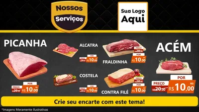 Modelo de TV para TV Horizontal com o tema Nossos Serviços para Açougue