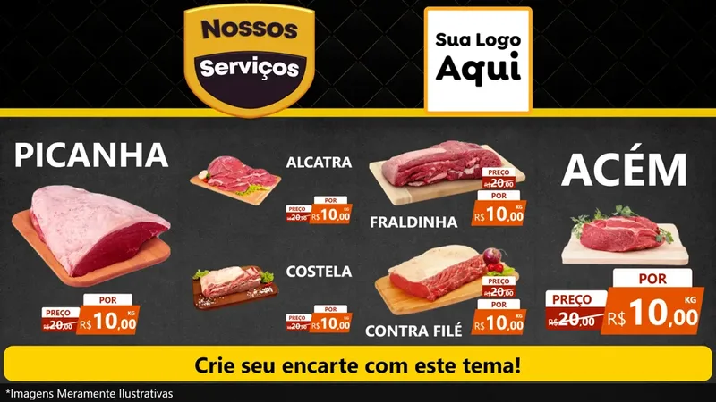 Modelo de TV para TV Horizontal com o tema Nossos Serviços para Açougue