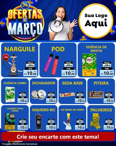 Modelo de Rede Social para Feed Instagram com o tema Ofertas de Março para Tabacaria