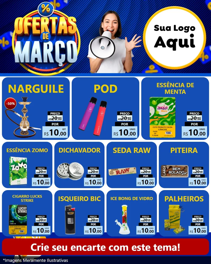 Modelo de Rede Social para Feed Instagram com o tema Ofertas de Março para Tabacaria