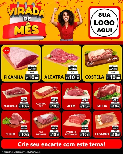 Modelo de Rede Social para Feed Instagram com o tema Virada de Mês para Açougue