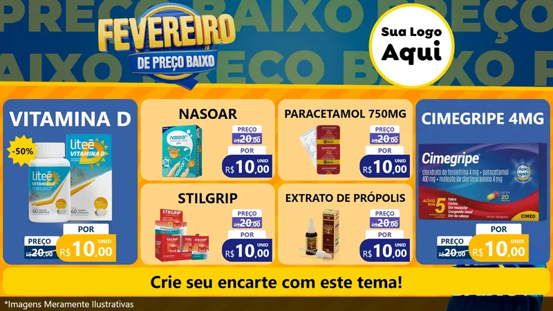 Modelo de TV para TV Horizontal com o tema Fevereiro de Preço Baixo para Farmácia