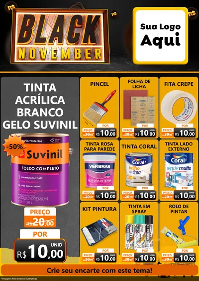 Modelo de Encarte para Encarte A4 Vertical com o tema Black November para Tintas e Ferramentas