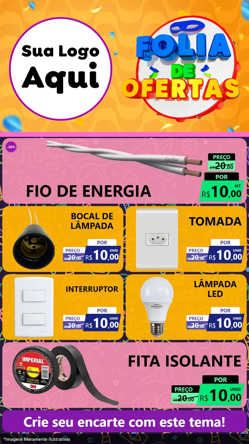 Modelo de TV para TV Vertical com o tema Folia de Ofertas para Materiais Elétricos