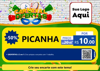 Modelo de Cartaz para Cartaz A4 Horizontal com o tema Carnaval de Ofertas para Açougue