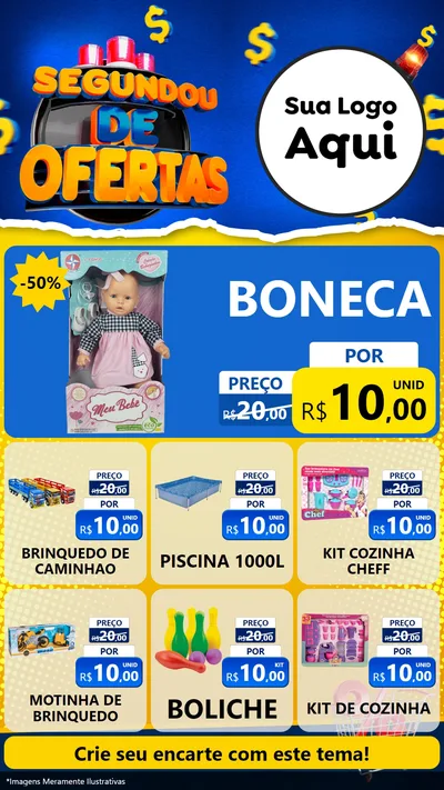 Modelo de Rede Social para Stories com o tema Segundou de Ofertas para Brinquedos