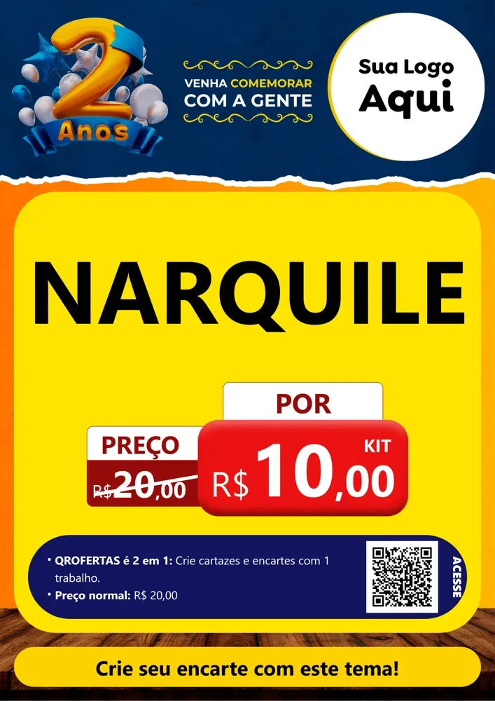 Modelo de Cartaz para Cartaz A4 Vertical com o tema Aniversário de 2 anos para Tabacaria