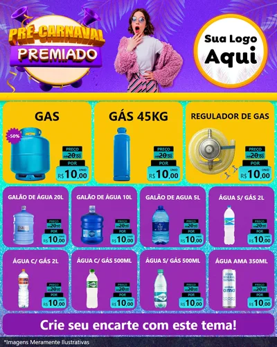 Modelo de Rede Social para Feed Instagram com o tema Pré-Carnaval Premiado para Água e gás