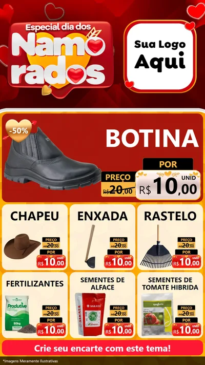 Modelo de Rede Social para Stories com o tema Especial Dia dos Namorados para Agropecuária