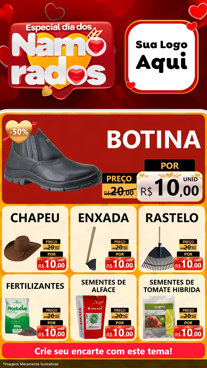 Modelo de Rede Social para Stories com o tema Especial Dia dos Namorados para Agropecuária