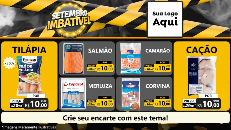 Modelo de TV para TV Horizontal com o tema Setembro Imbatível para Peixaria