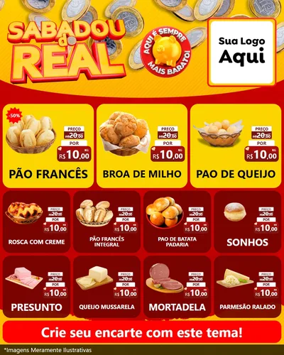 Modelo de Rede Social para Feed Instagram com o tema Sabadou do Real para Padaria