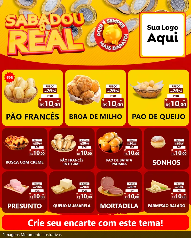 Modelo de Rede Social para Feed Instagram com o tema Sabadou do Real para Padaria